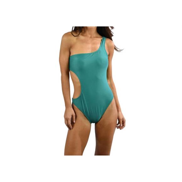 NEW MILLY solid cut out one piece swimsuit in green - Picture 1 of 3